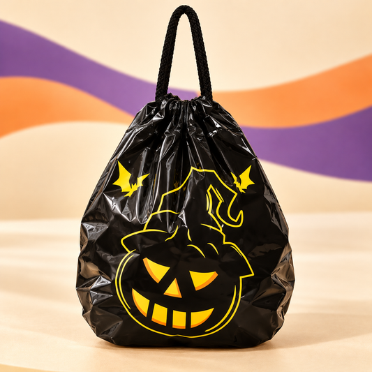 Halloween Retro Limited Community Mix: Halloween Mini-Tasche auf cremefarbenem Hintergrund mit orange-violetten Wellen