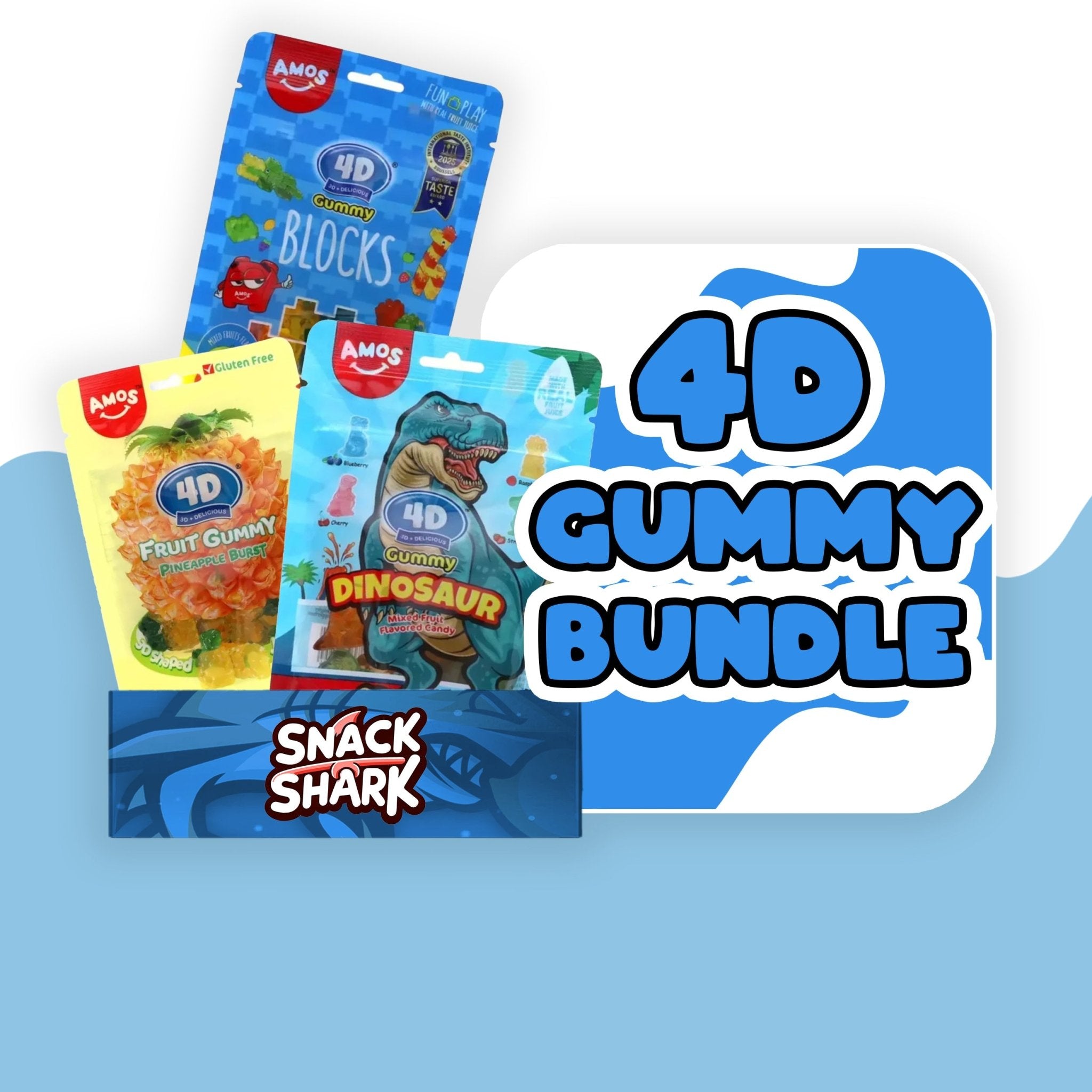 4D Gummy Bundle – Fruchtgummi 3er Set 🍍🦖🧱 - Snack Shark