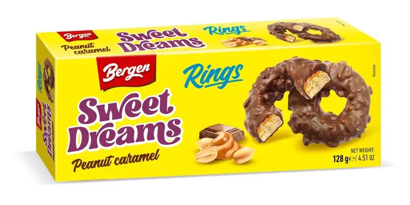 Bergen Milk Choco Rings Caramel & Peanuts 128g - Snack Shark