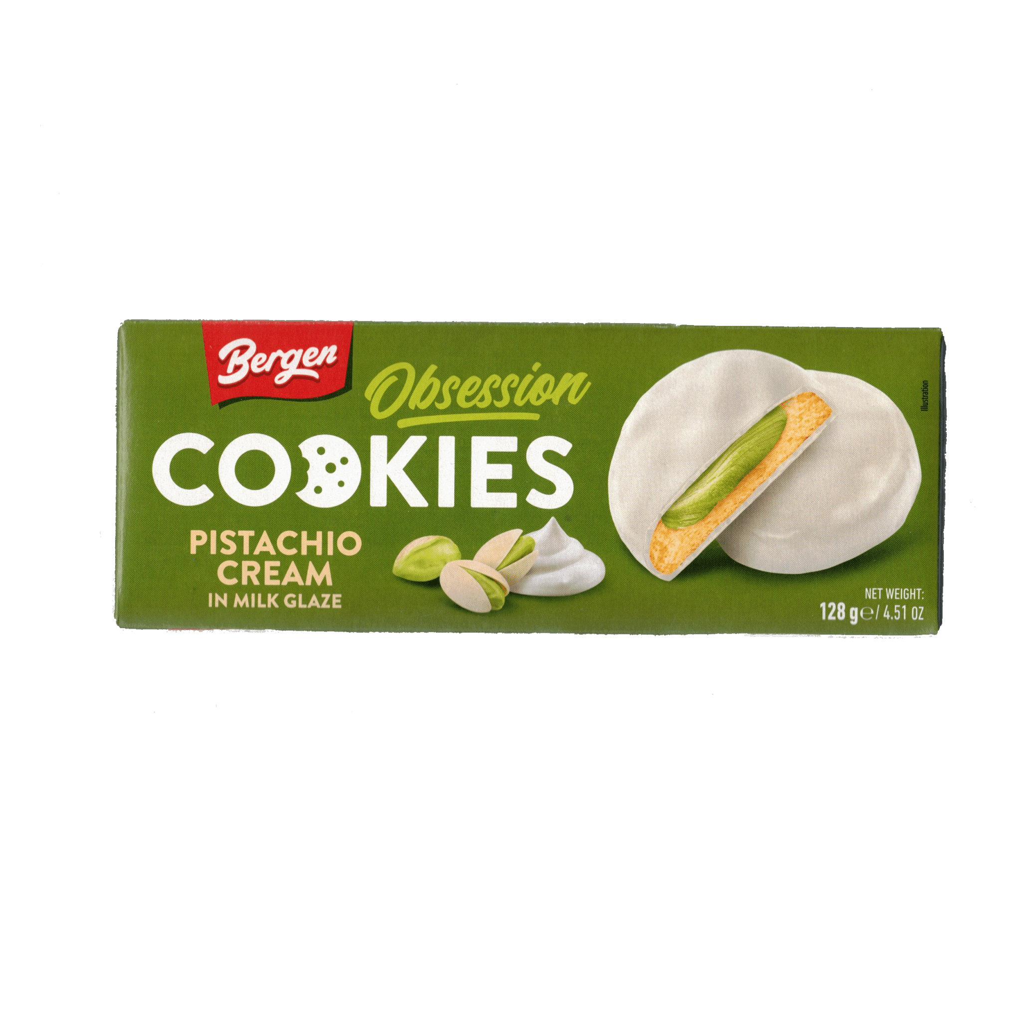 Bergen Pistachio Cream Milk Glaze Cookie 128g - Snack Shark