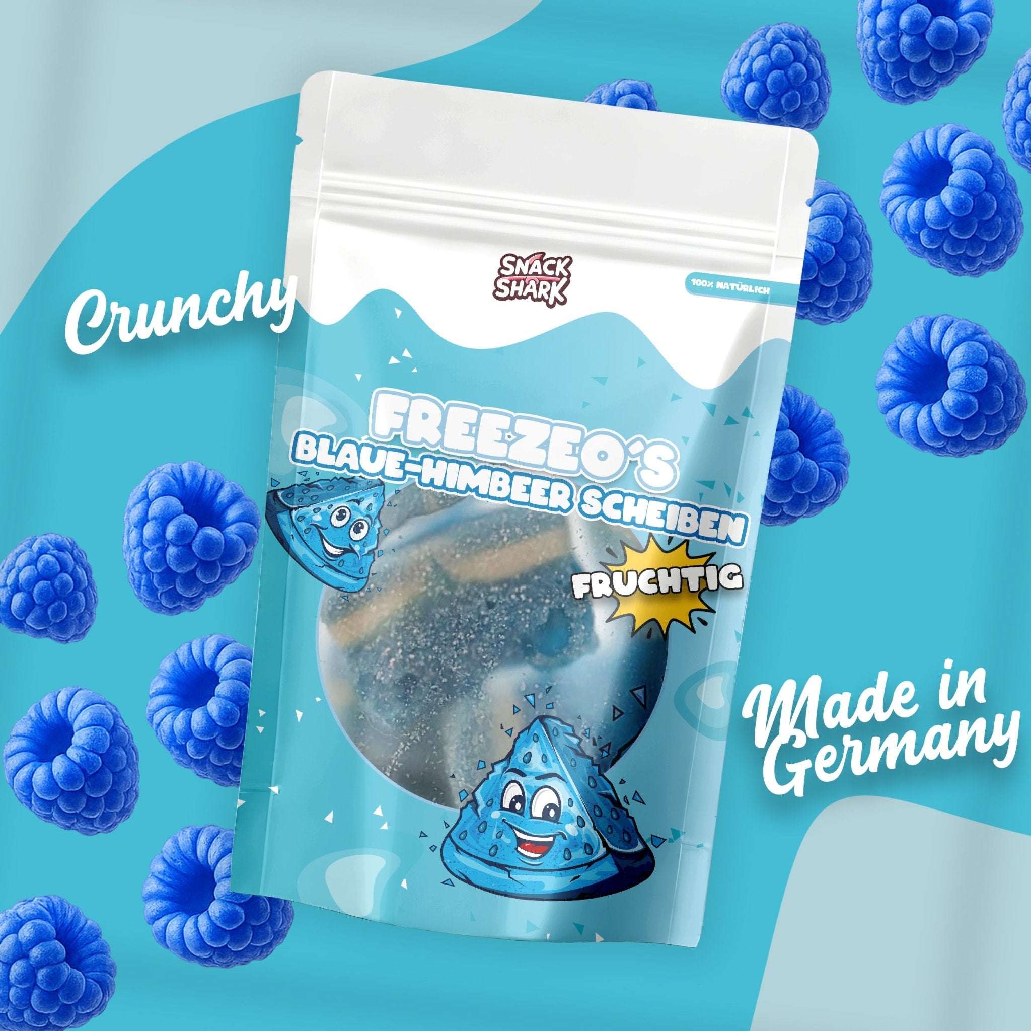 Blaue Himbeer Scheiben 40g - Snack Shark