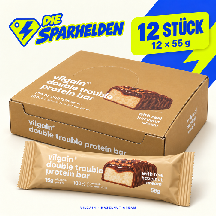 Vilgain Double Trouble Haselnusscreme – 12 × 55 g