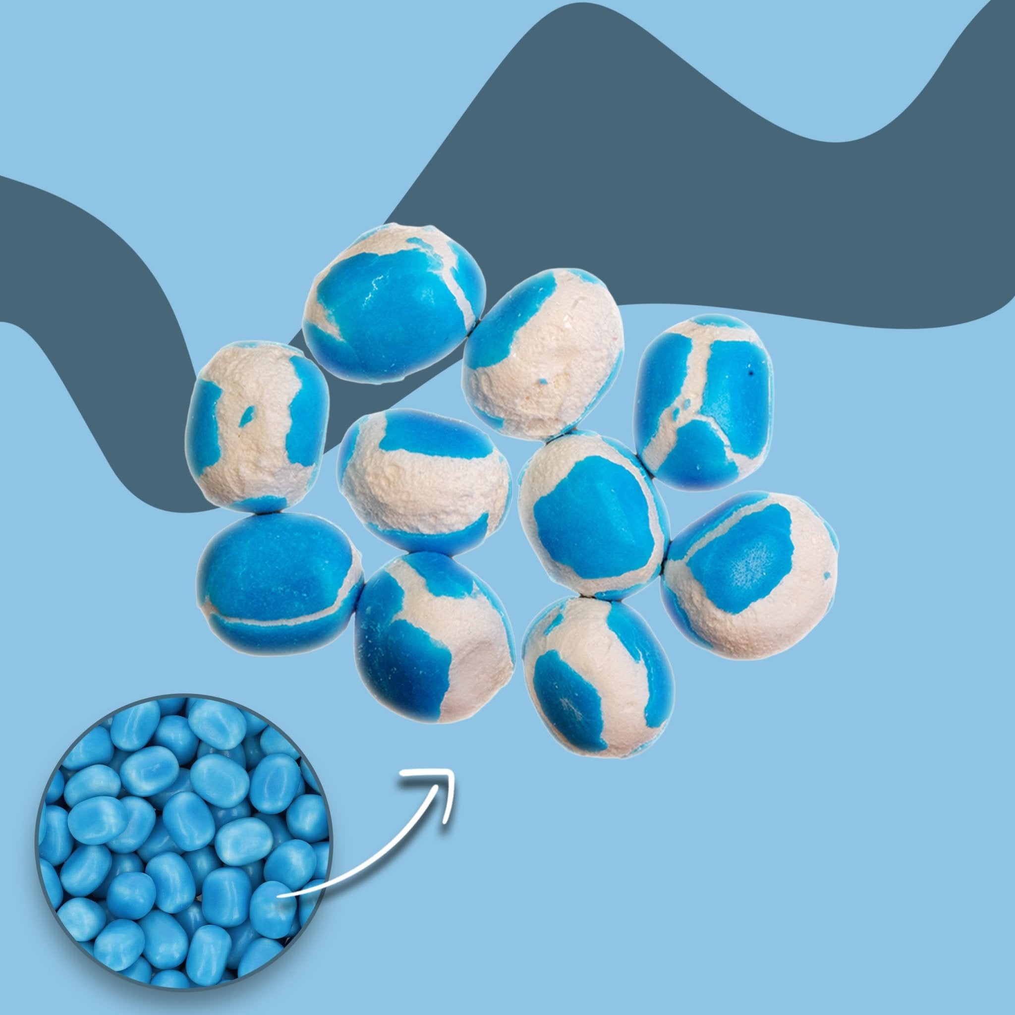 Gefriergetrocknete blauen Maoam Kracher - Snack Shark