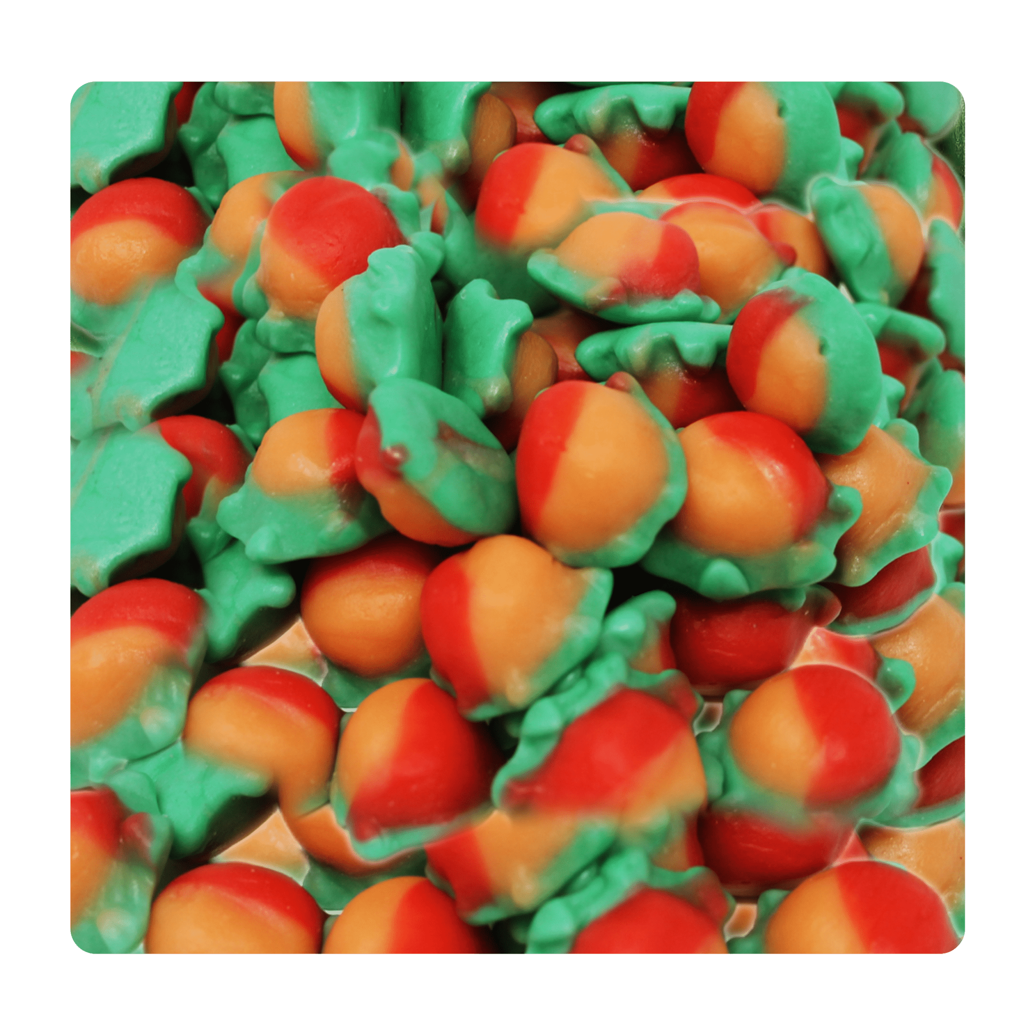 Jelly Pfirsiche – Fruchtgummi mit Schaumzuckerboden Jelly Pfirsiche – Fruchtgummi mit Schaumzuckerboden