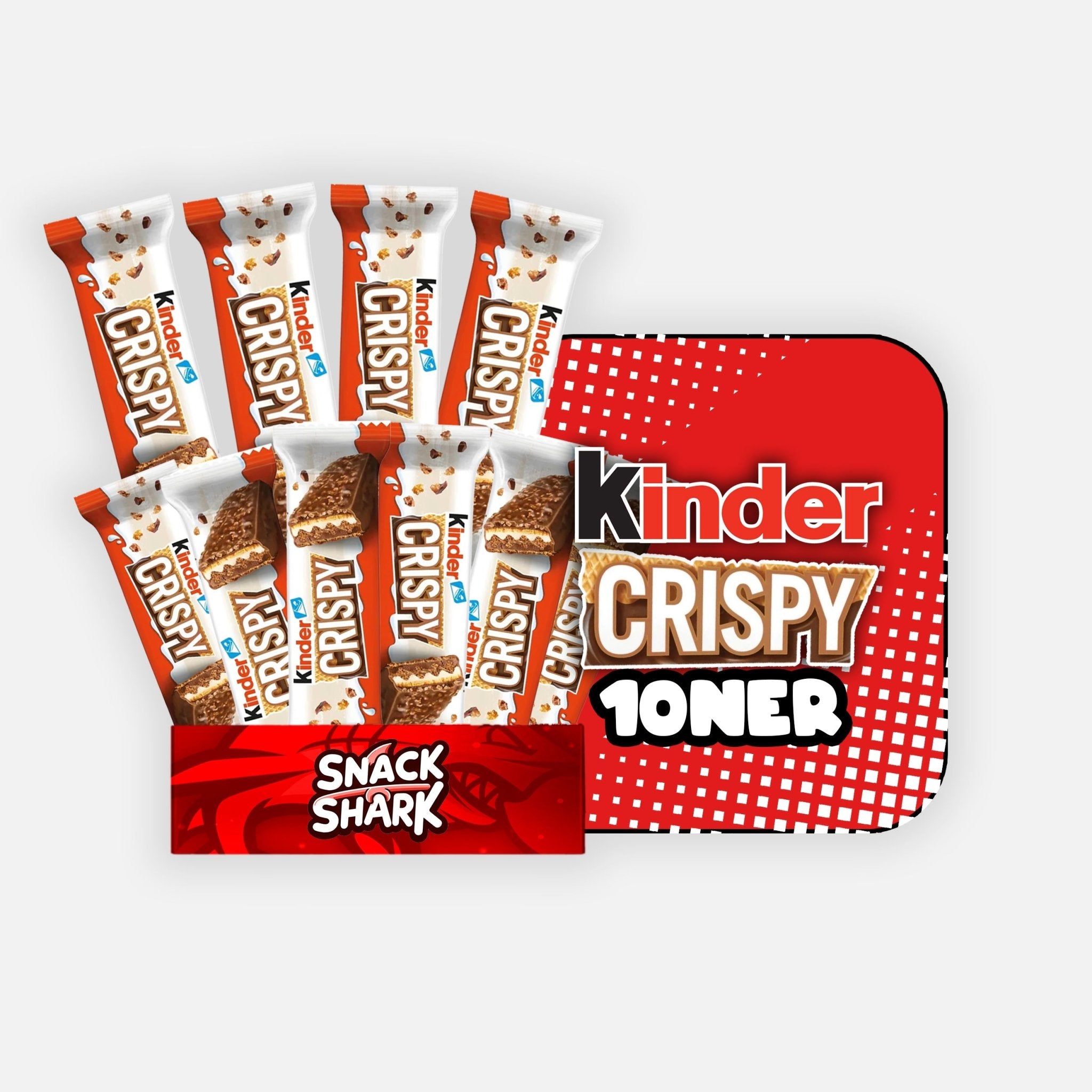 10er Bundle Kinder Crispy Riegel – Knuspriger Schoko - Genuss - Snack Shark