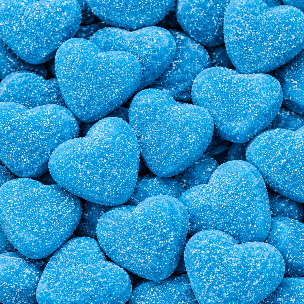 Blau gefüllte Himbeer Herzen