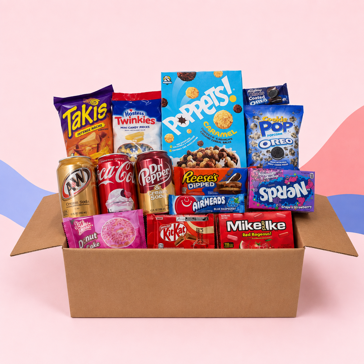American Snack Box 14-teilig – USA Candy, Drinks, Chips & Cereal Mix (Kopie)