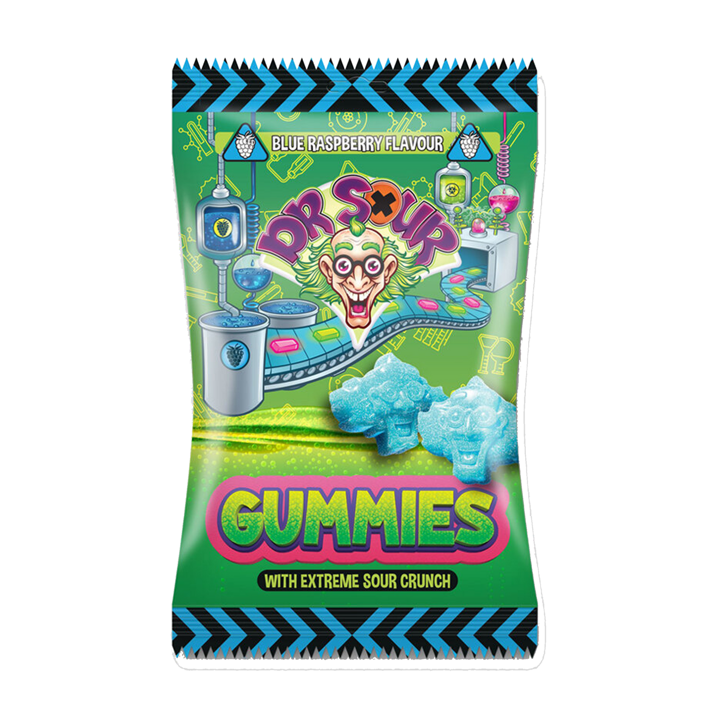 Dr. Sour Gummies With Extreme Sour Crunch Blue Raspberry Flavour 200g