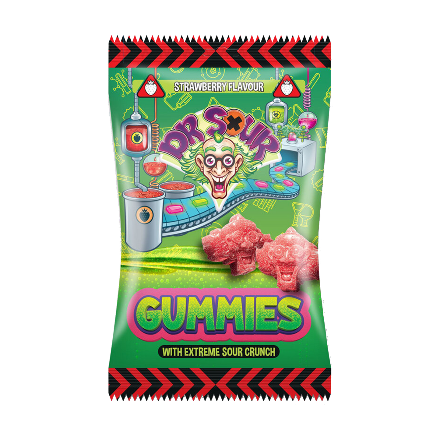 Dr. Sour Gummies With Extreme Sour Crunch Strawberry Flavour 200g