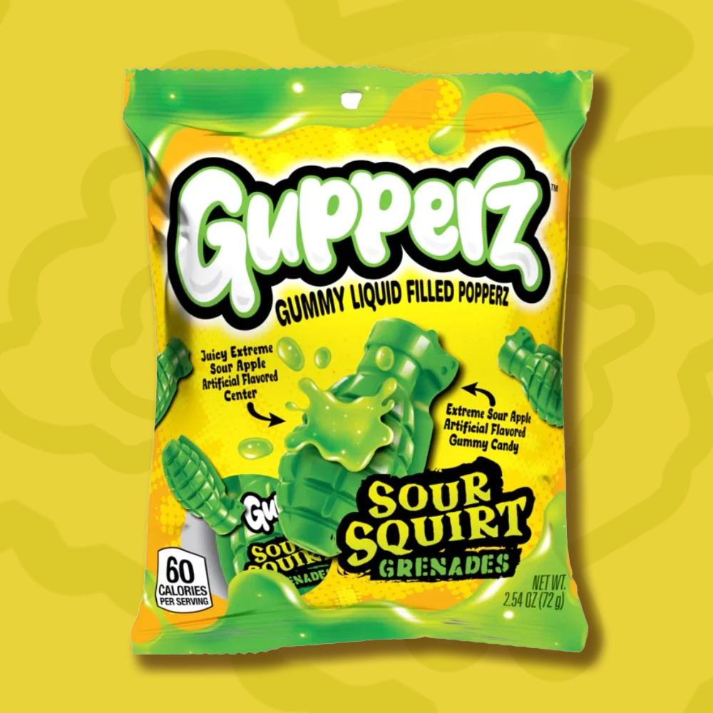 Gupperz Gummy Popperz Sour Squirt Grenades - 72g