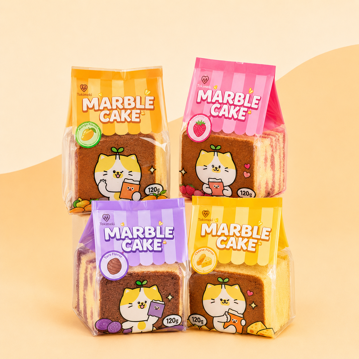 Tokimeki Marble Cake 4er Sparbundle – Mango Strawberry Taro Cheese