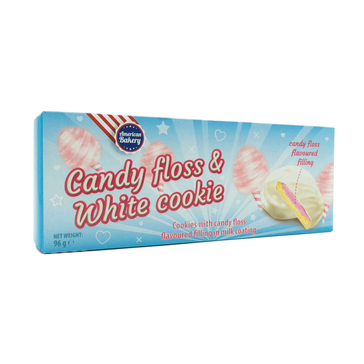 American Bakery Candy floss and white Cookie 96g - Snack Shark