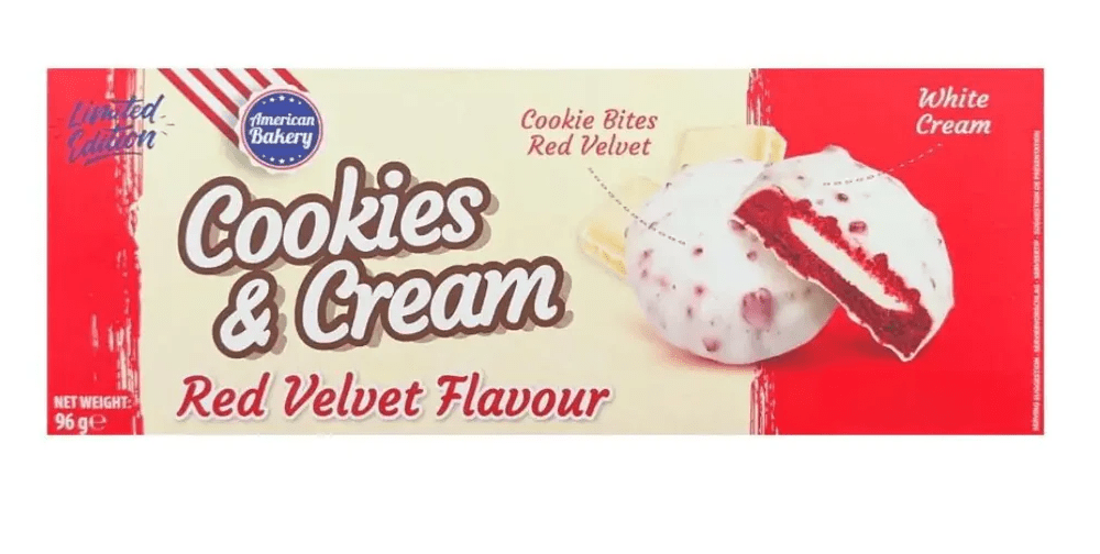 American Bakery Cookies & Cream Red Velvet Flavour 96g - Snack Shark