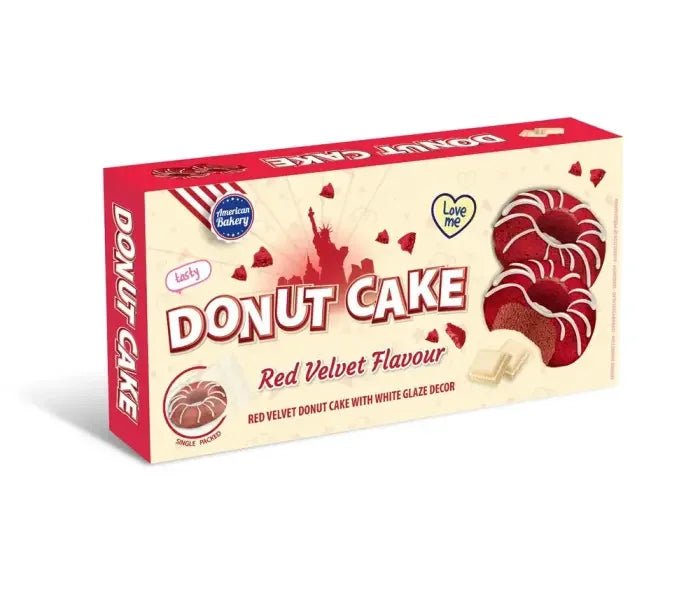 American Bakery Donut Cake Red Velvet Flavour 135g - Snack Shark