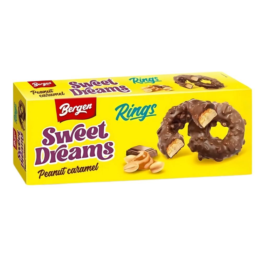 Bergen Milk Choco Rings Caramel & Peanuts 128g - Snack Shark