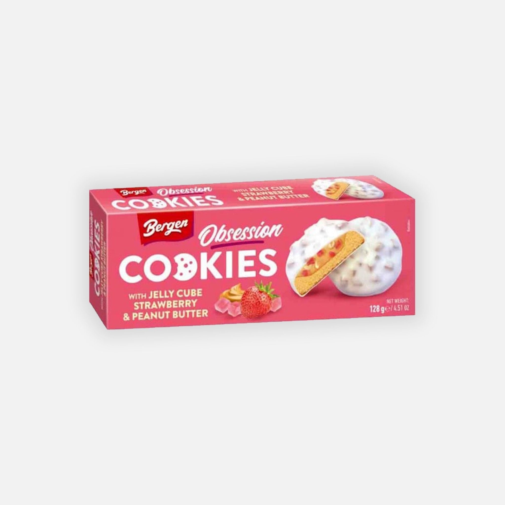 Bergen Obsession Cookies Strawberry & Peanut Butter 128g - Snack Shark
