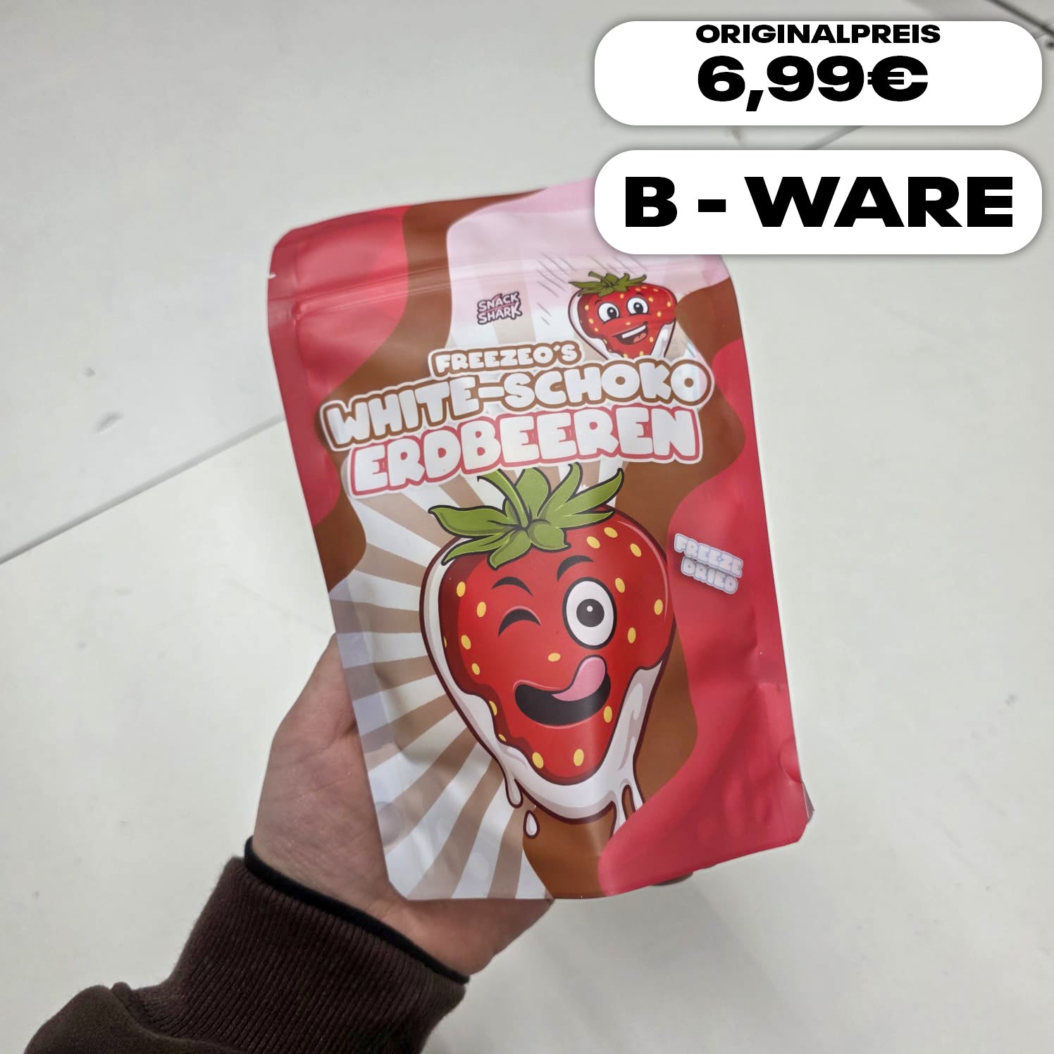 White Schoko Erdbeeren 100g / B-Ware