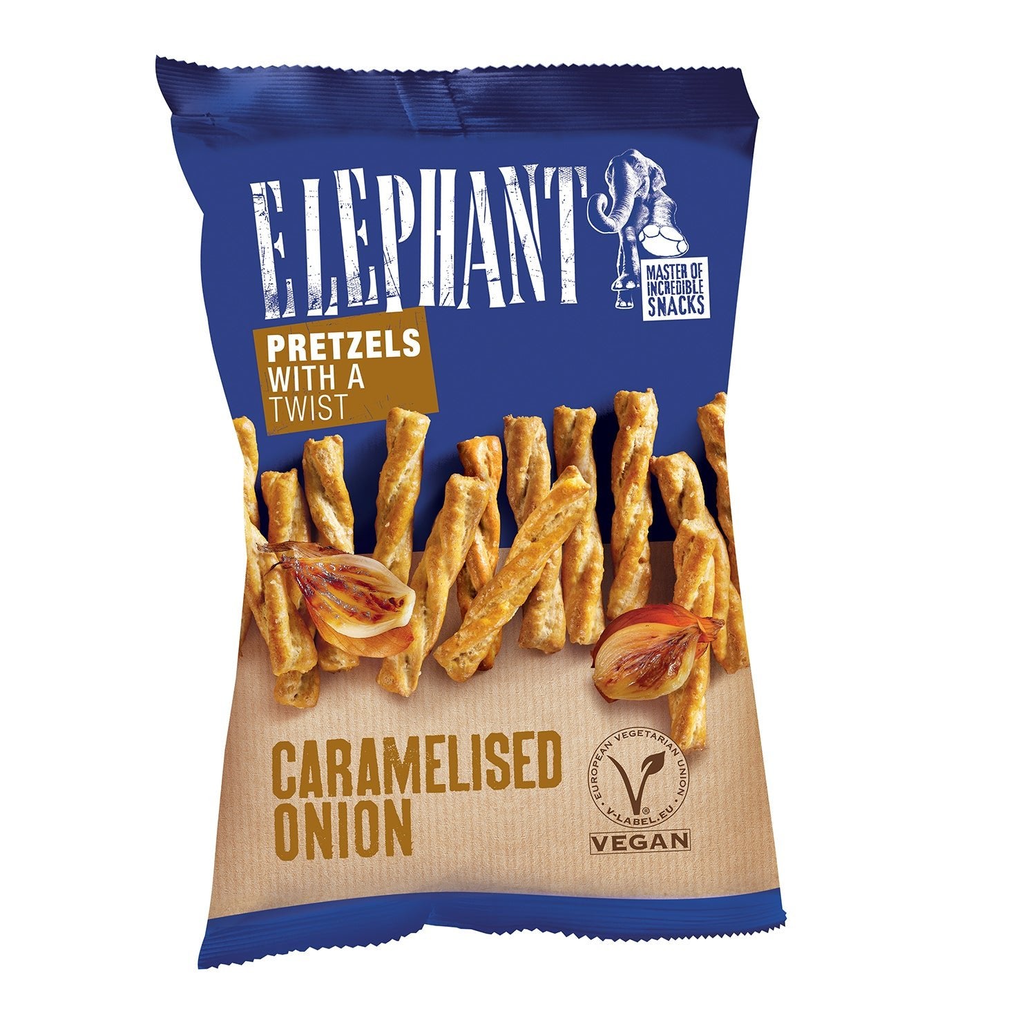 Elephant Twisted Pretzels Caramelised Onion 160g - Snack Shark