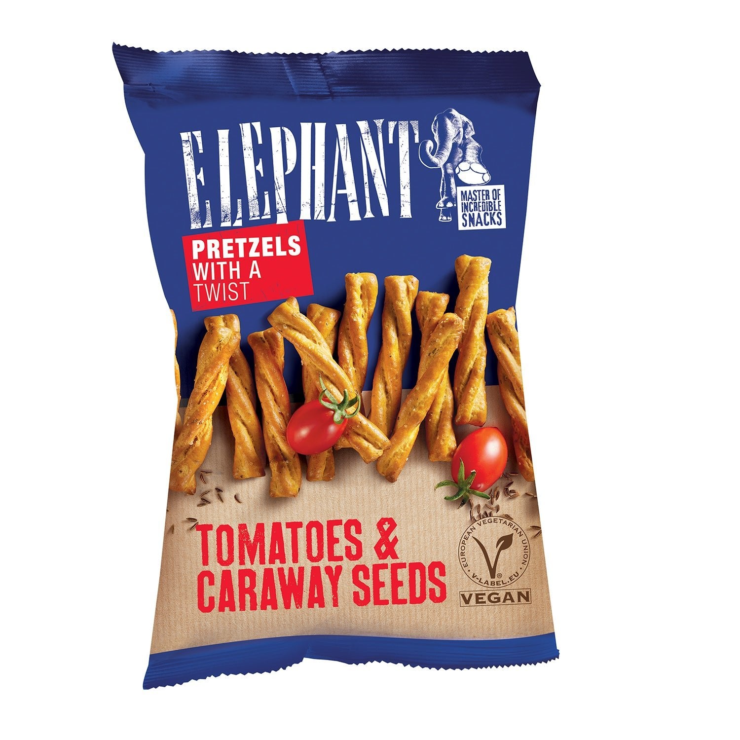 Elephant Twisted Pretzels Tomatoes & Caraway 160g - Snack Shark