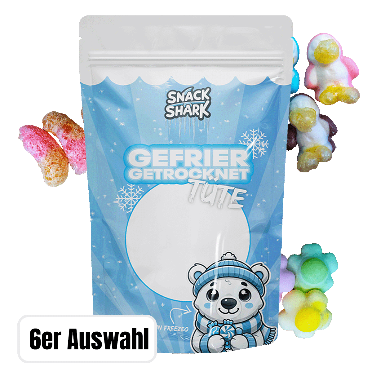 Freezeo's Gefriergetrocknete Wunschtüte (6er Auswahl) - Snack Shark