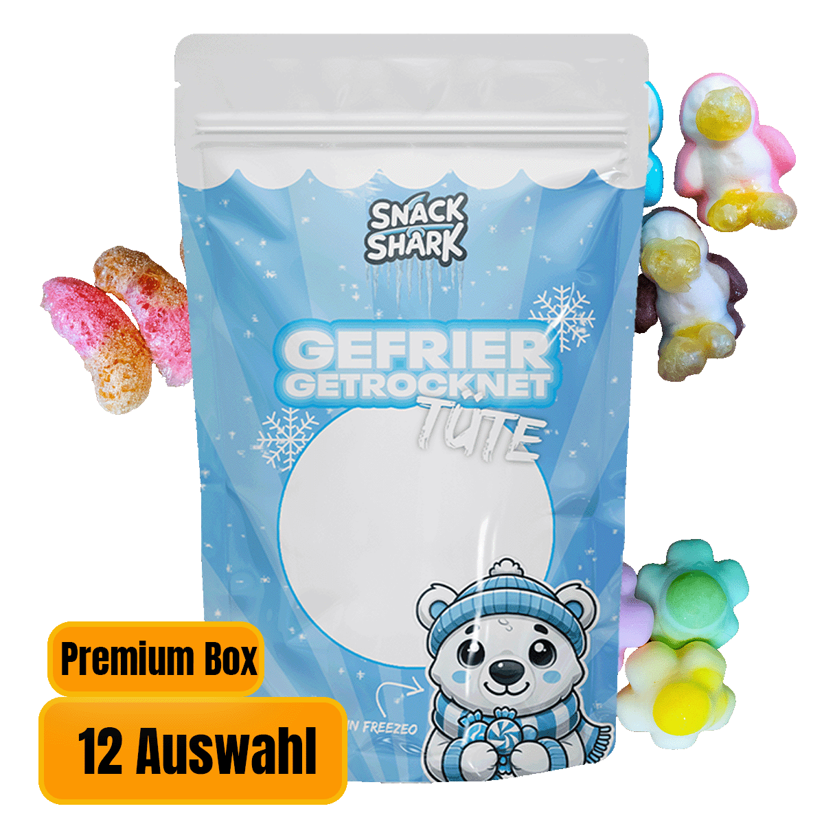Freezeo's Gefriergetrocknete Wunschtüte – Premium Box (12 Sorten) - Snack Shark