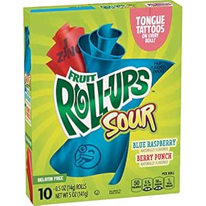 Fruit Roll - Ups Sour Blue Raspberry 141 g - Snack Shark