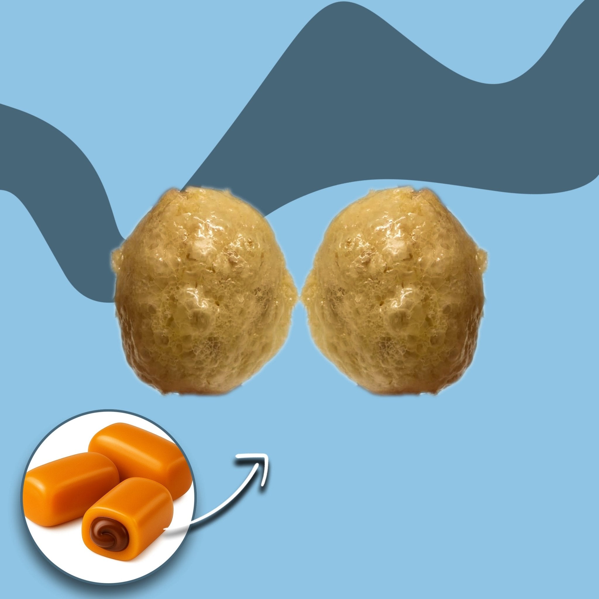 Gefriergetrocknete Sahne - Karamell Soft Bites mit Schokofüllung - Snack Shark