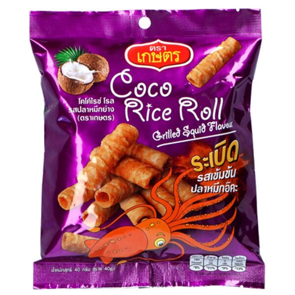 Kaset Coco Rice Roll Grilled Squid Flavor - Snack Shark