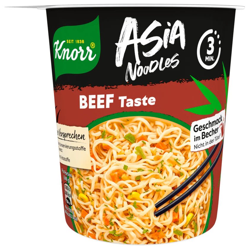 Knorr Asia Noodles Beef Taste 63g Becher - Snack Shark