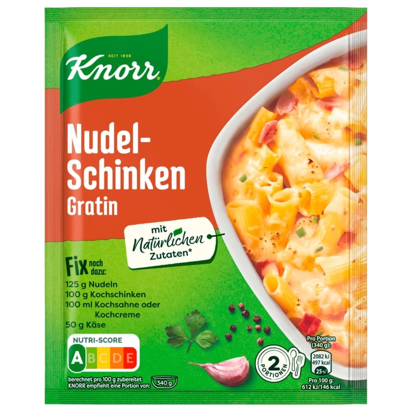 Knorr Natürlich Lecker! Nudel - Schinken Auflauf 40 g - Snack Shark