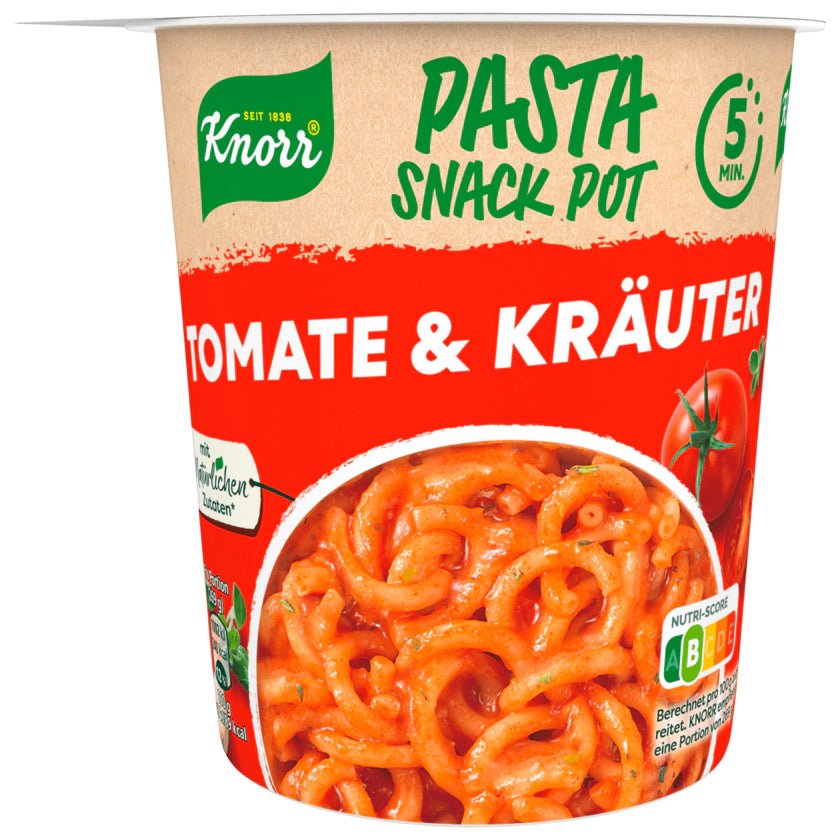 Knorr Pasta Snack Pot Tomate & Kräuter 69g Becher - Snack Shark