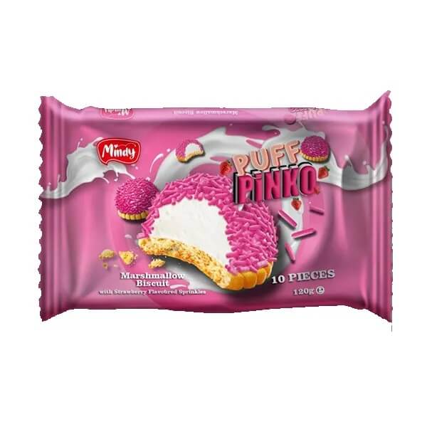 Mindy Puff Pinko Biscuit 120g - Snack Shark