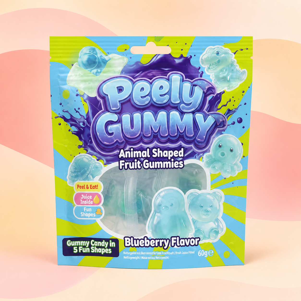 Peely Gummy Blueberry Tiere 60 g