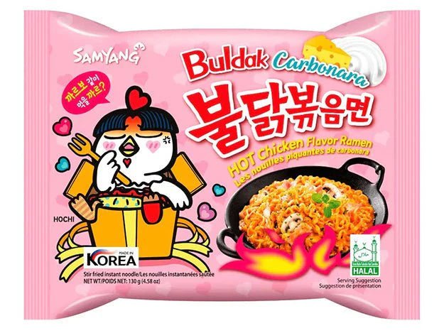 Samyang Buldak Carbonara Ramen Hot Chicken 130g - Snack Shark