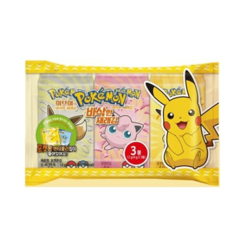 Sgkim Pokemon Seaweed Crispy Traditional Seaweed Snack (inklusive Aufkleber) 12g ( 3 x 4g ) - Snack Shark