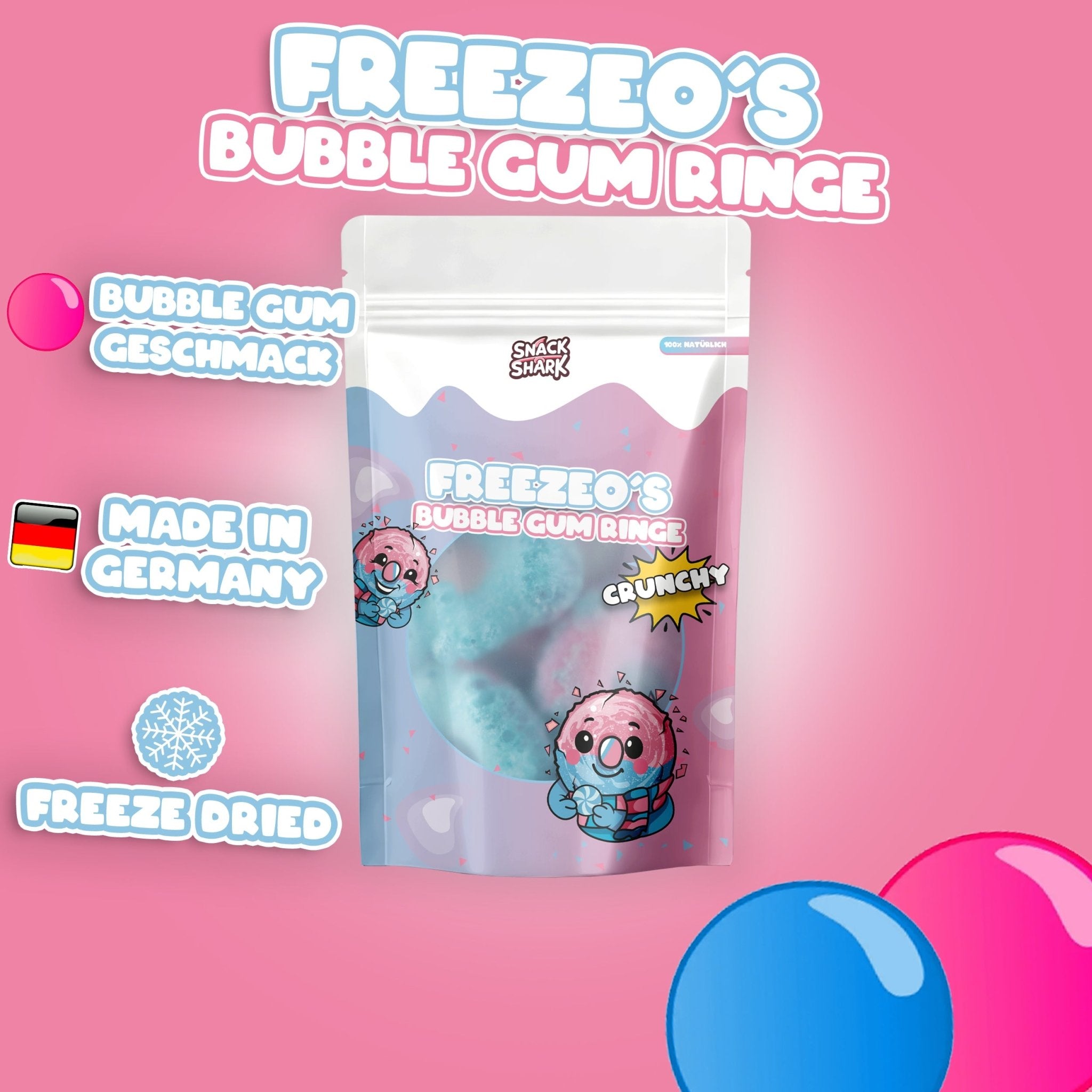 SNACKSHARK Freezeo’s Bubble Gum Ringe 40 g - Snack Shark