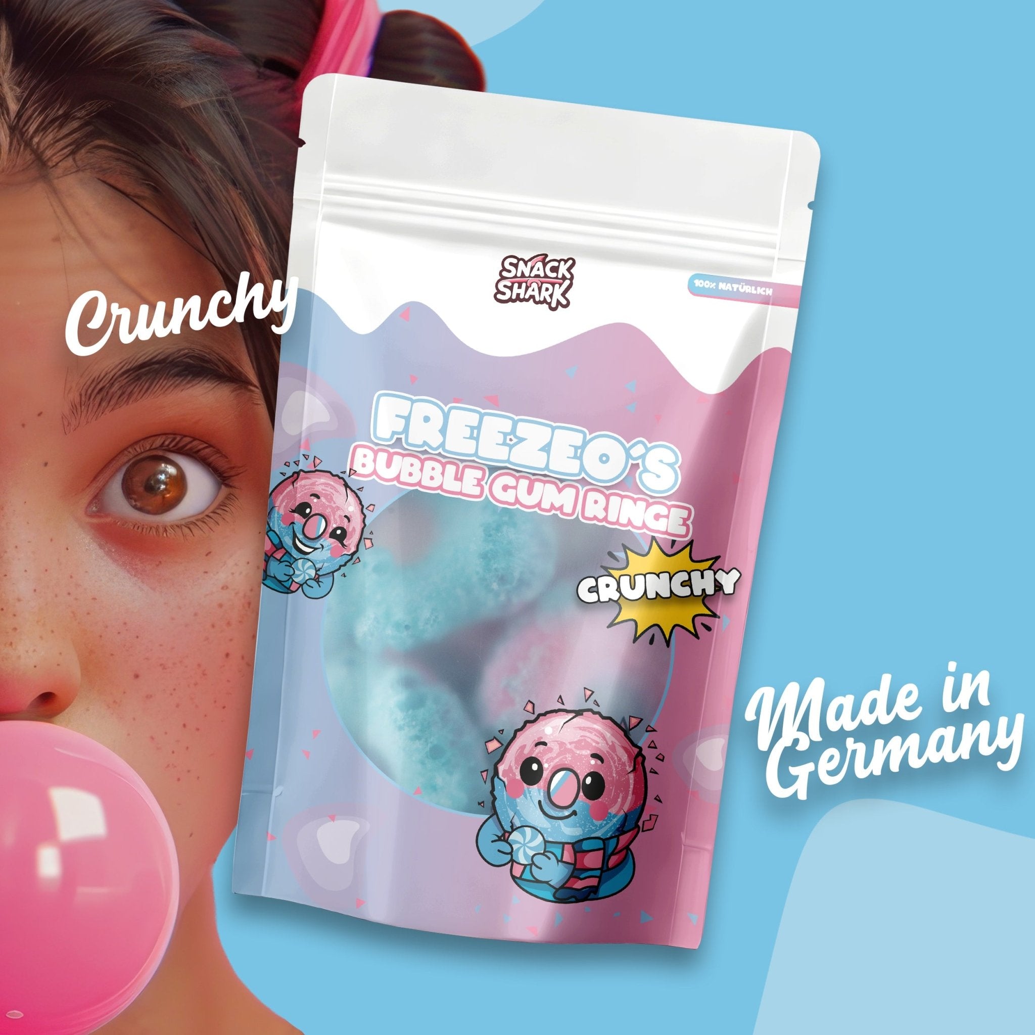 SNACKSHARK Freezeo’s Bubble Gum Ringe 40 g - Snack Shark