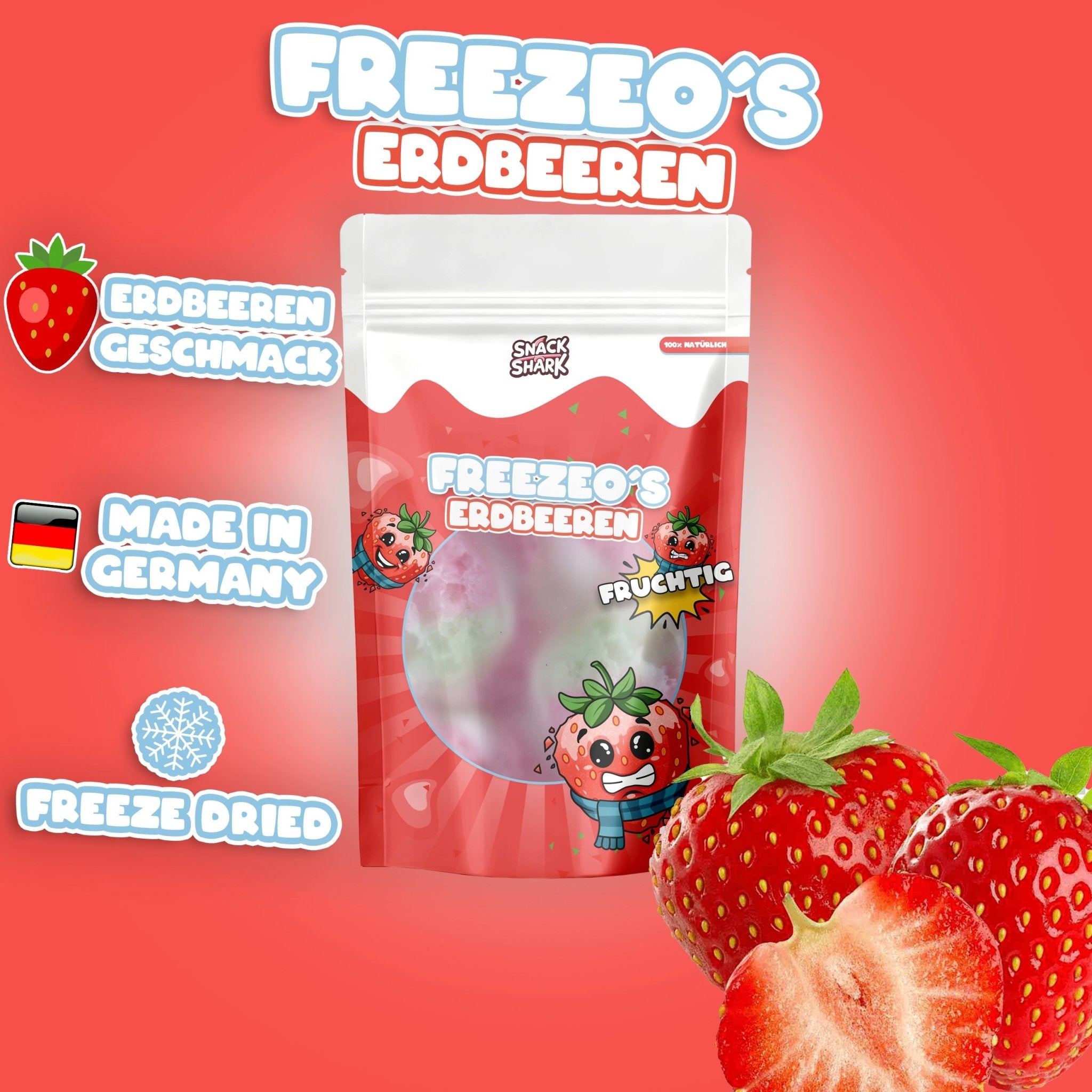 SNACKSHARK Freezeo’s Erdbeeren 40 g - Snack Shark