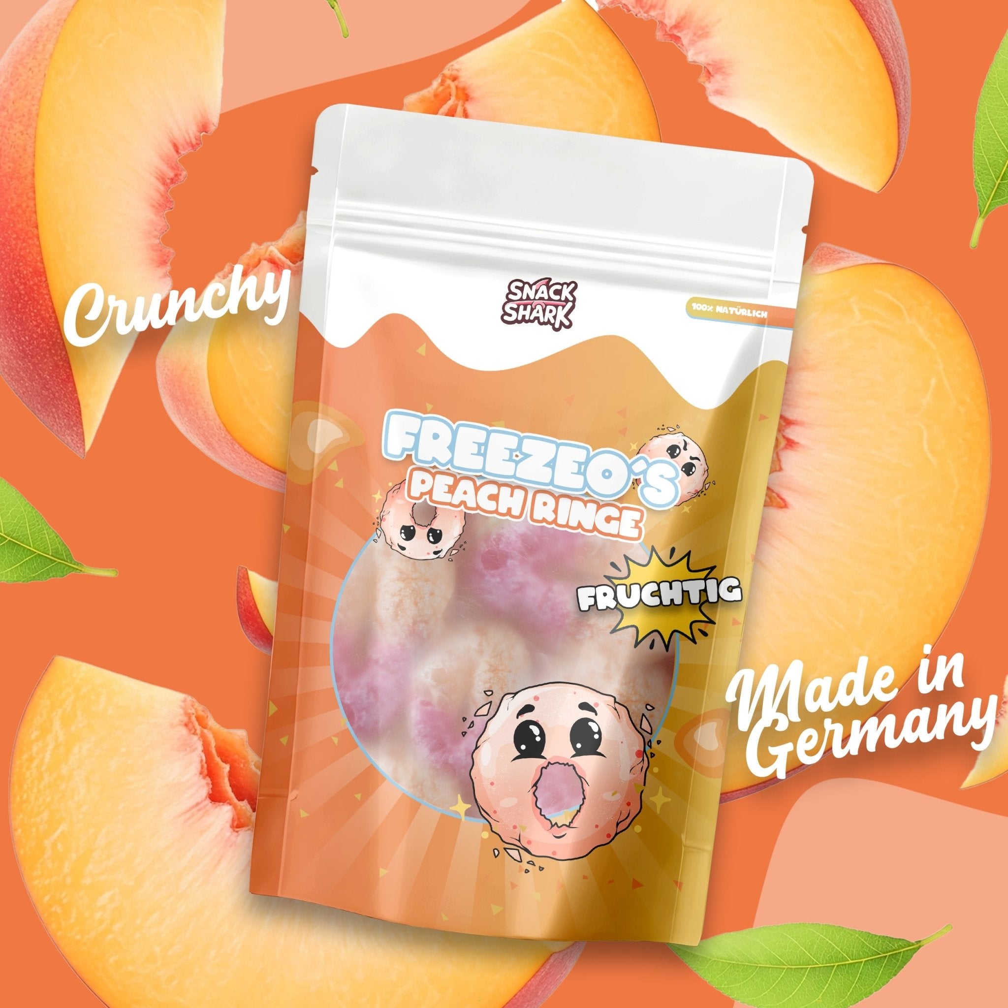SNACKSHARK Freezeo´s Peach Ringe 40g - Snack Shark