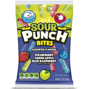 Sour Punch Bites Assorted - Flavors Strawberry, Green Apple, Blue Raspberry – 105g