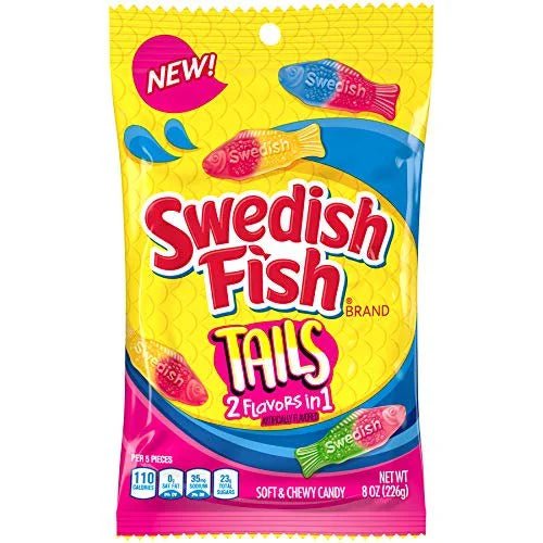 Swedish Fish - Tails 2 Flavors in 1 - 102g - Snack Shark