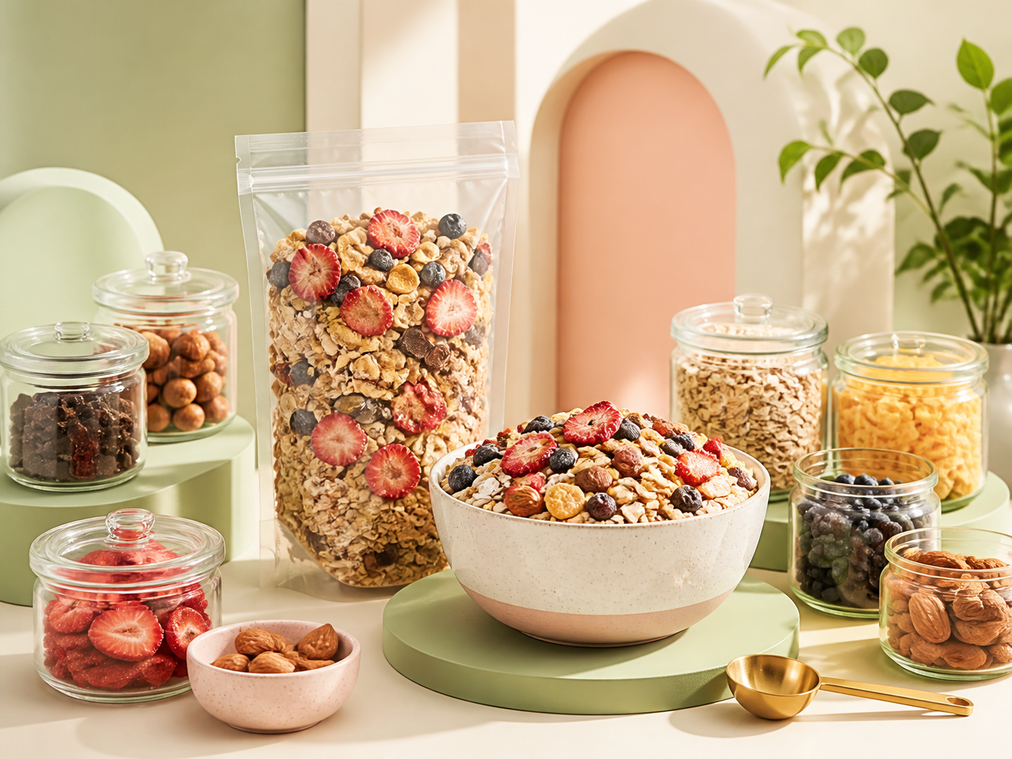 Individuelles Pick & Mix Müsli mit Früchten, Crunch und Toppings